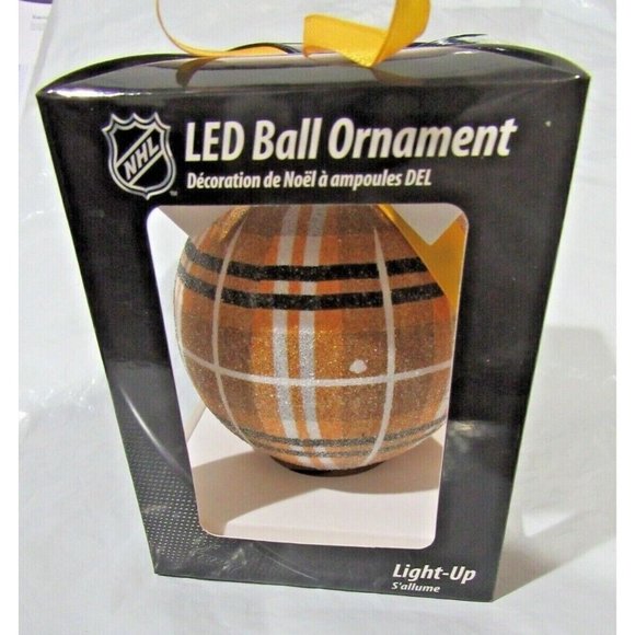 NHL Boston Bruins LED Ball Ornament Glitter Plaid by Team Sports America - Picture 2 of 6